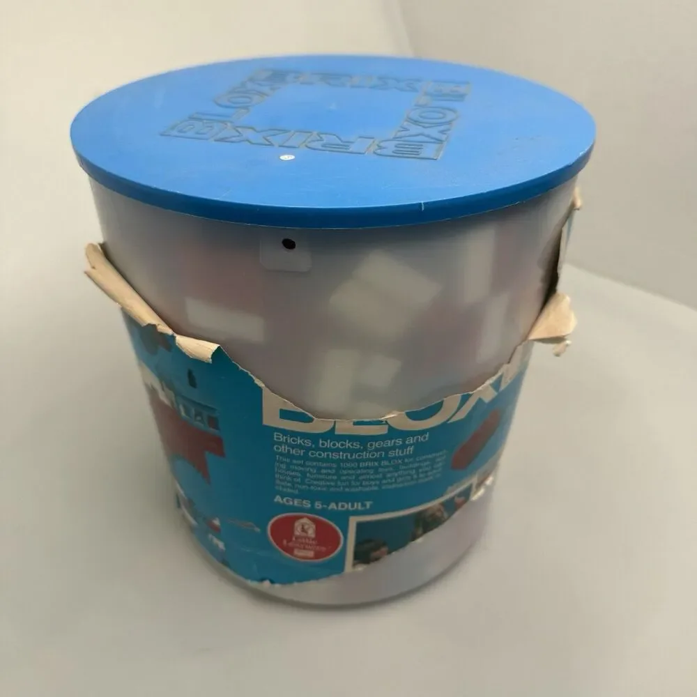 Sears BRIX BLOX 1000pc Bucket Bricks Gears Red White Blue Vintage 5 Lbs EUC